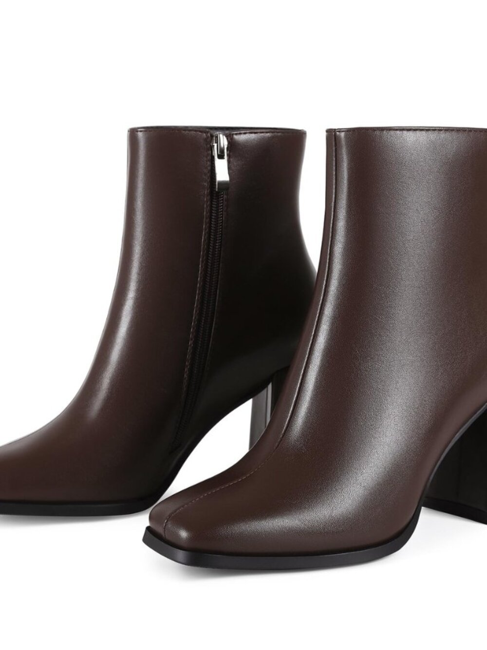 Womens Square Toe Ankle Boots Chunky Block Heel Short Boots